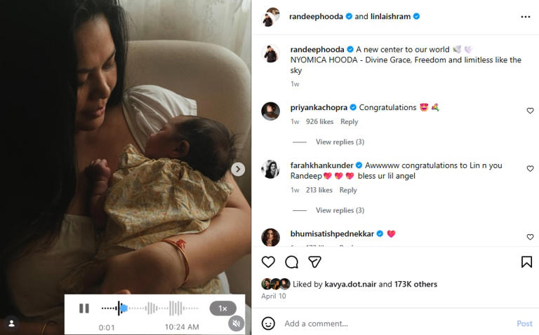 Randeep Hooda's wife Lin shares sweet moments with baby Nyomica: Life ...