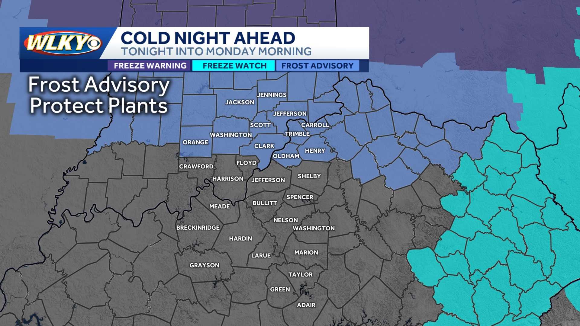 Frost advisory issued for parts of the region