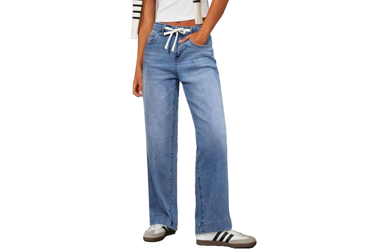 Sidefeel Women's Wide Leg Jeans High Waisted Stretchy Straight Leg