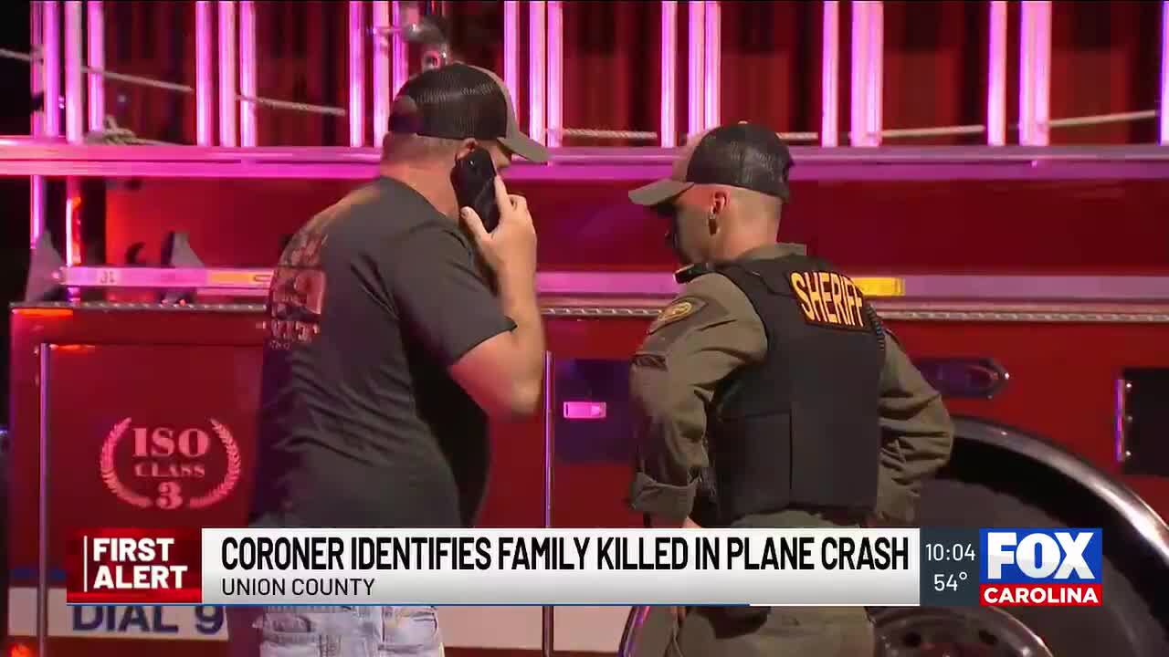 Coroner identifies 4 people killed in plane crash near Union County airport