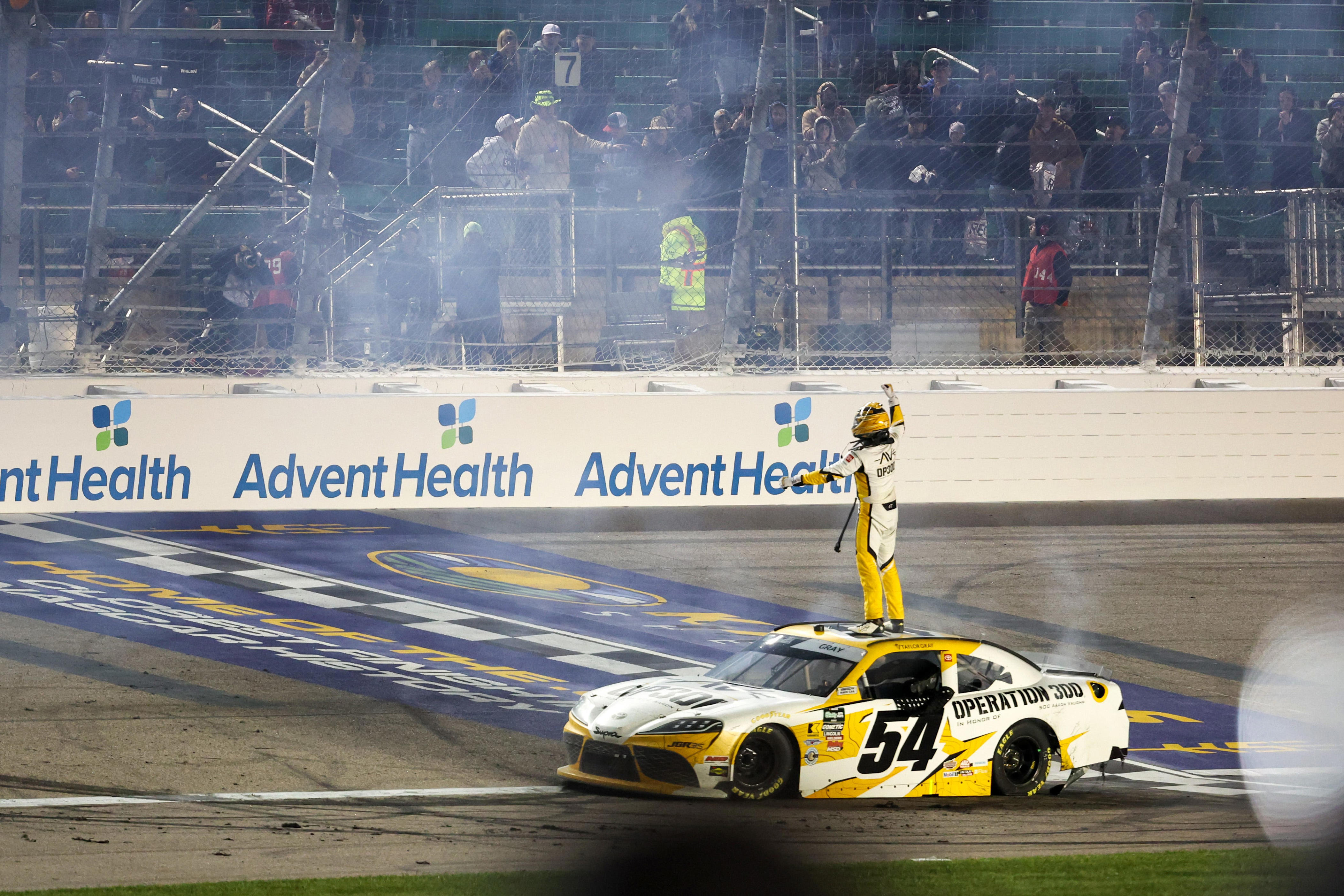 Taylor Gray wins NASCAR O'Reilly Series race at Kansas in April 2026