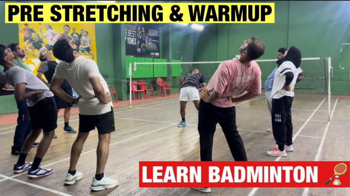 Pre-stretching and warm-up routine for badminton