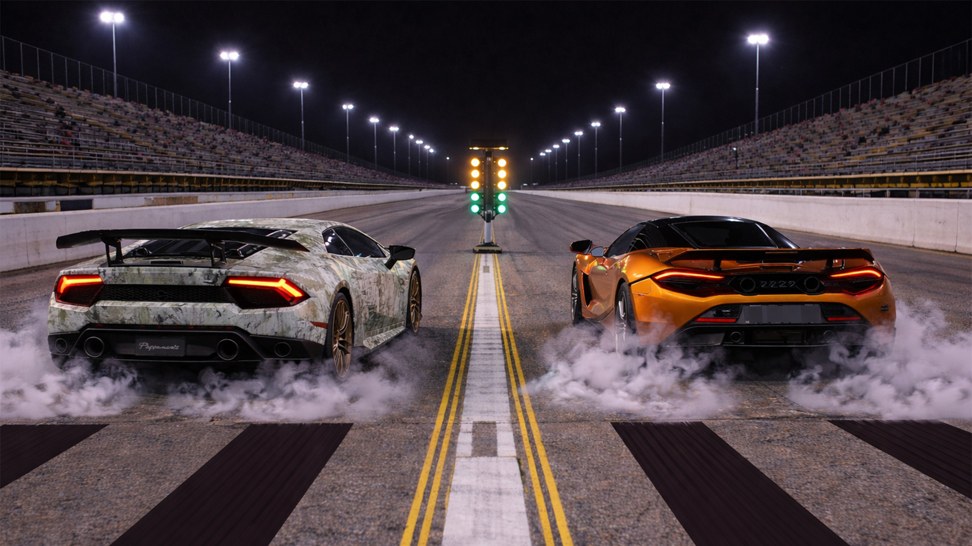 McLaren 720S vs 850 HP Lamborghini Huracan Performante drag race