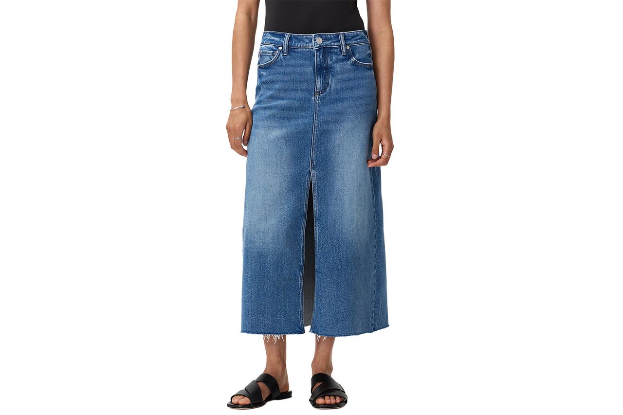 Quince Stretch Denim 5-Pocket Midi Skirt