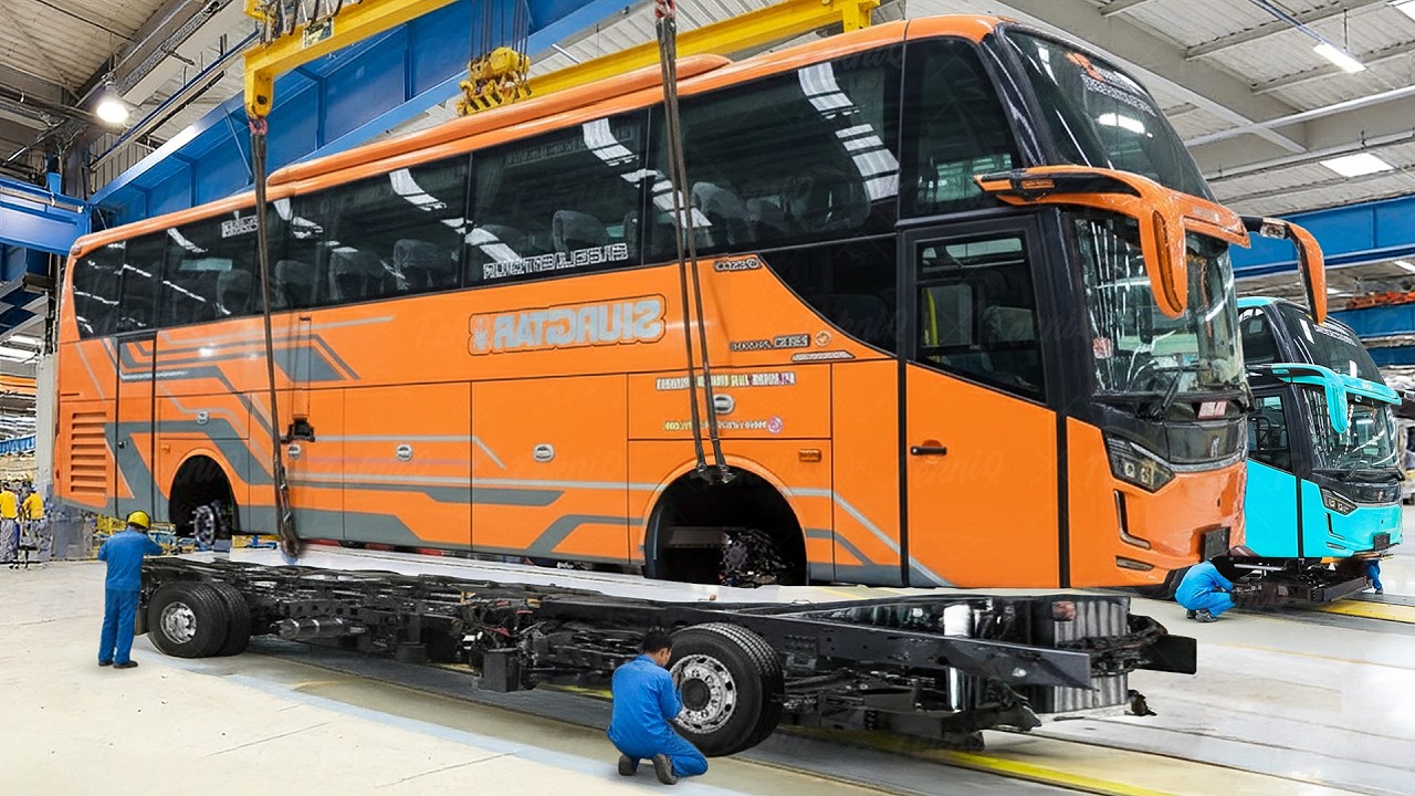 Inside Asian factory hand-building gigantic buses from scratch