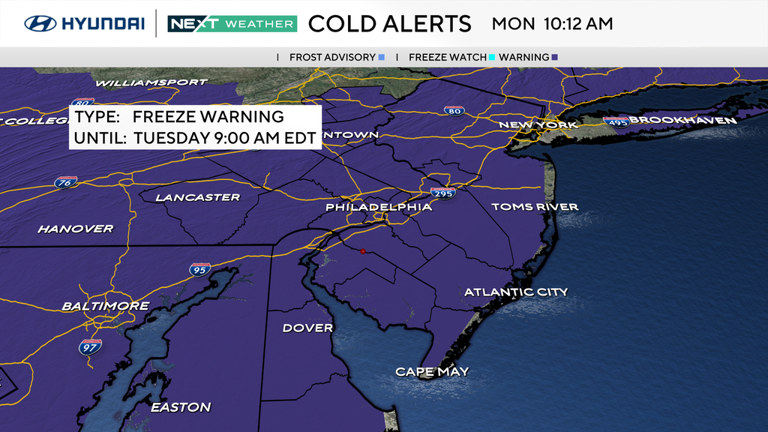 Spotty showers and colder weather in Philadelphia Monday, freeze ...