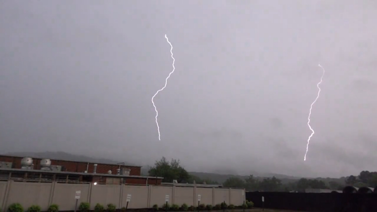 Frequent lightning illuminates stormy skies over Huntsville, Alabama