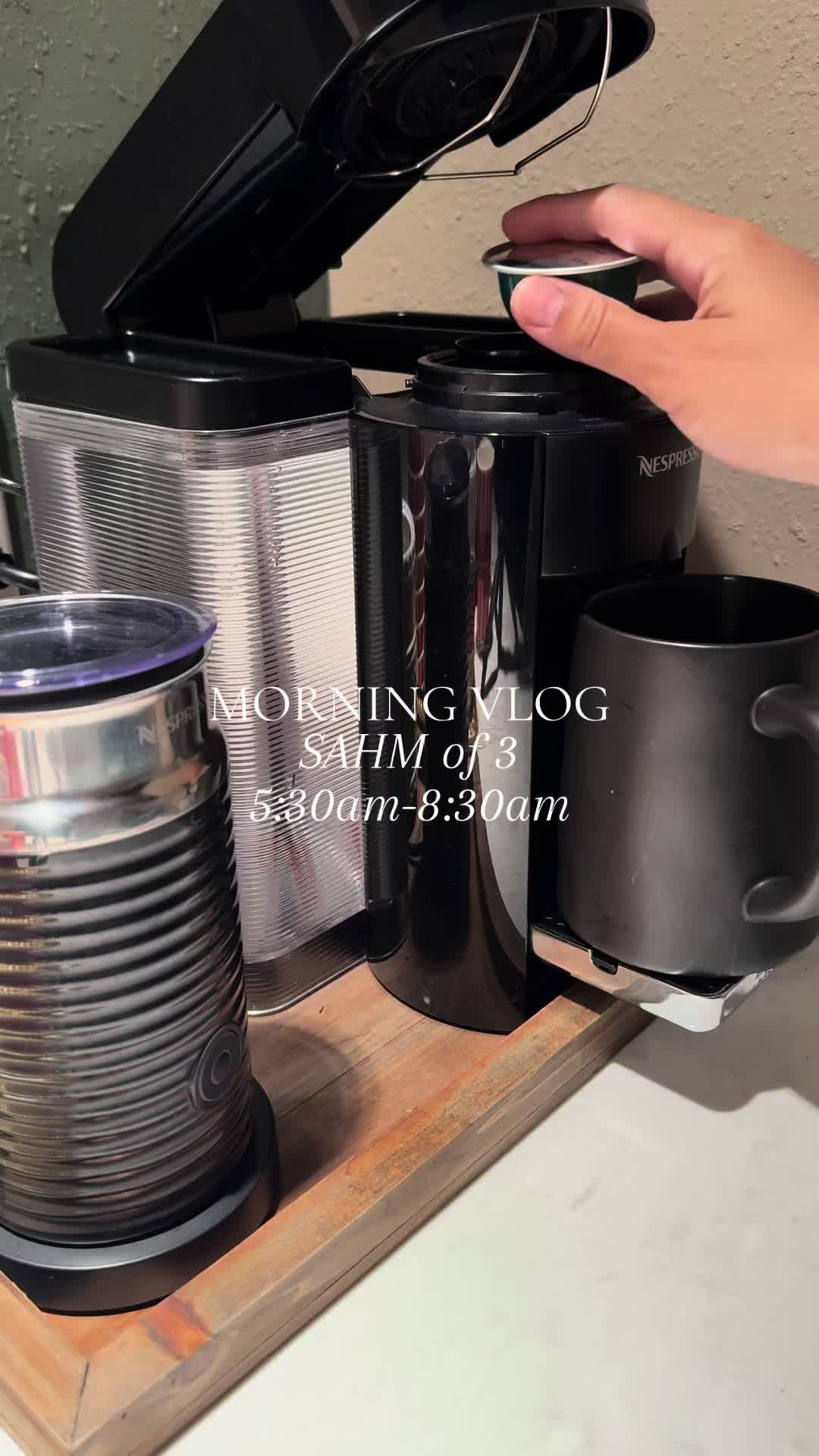 SAHM of 3 morning vlog first things first Nespresso coffee daily routine