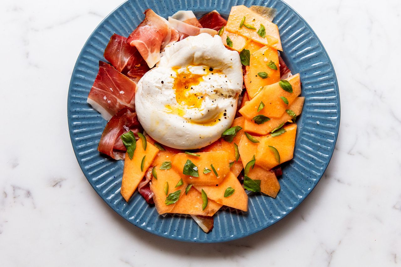 Burrata with Cantaloupe and Proscuitto