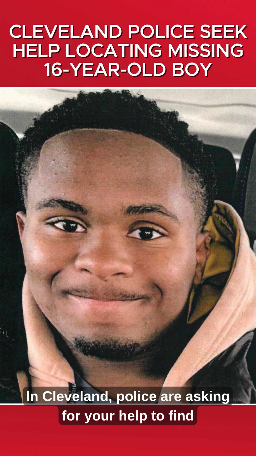 Cleveland police looking for 'endangered' 16-year-old boy