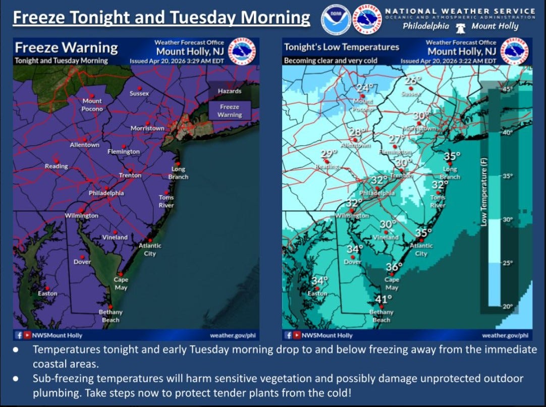 Freeze warning issued for Delaware. Is it cold enough for snow?