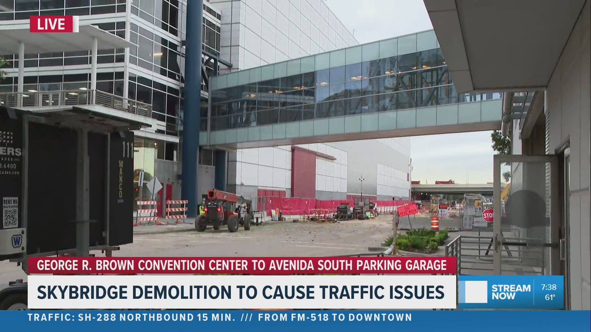 Skybridge near George R Brown Convention Center to be removed today