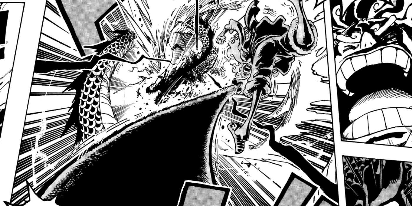 Luffy vs Kaido in One Piece.