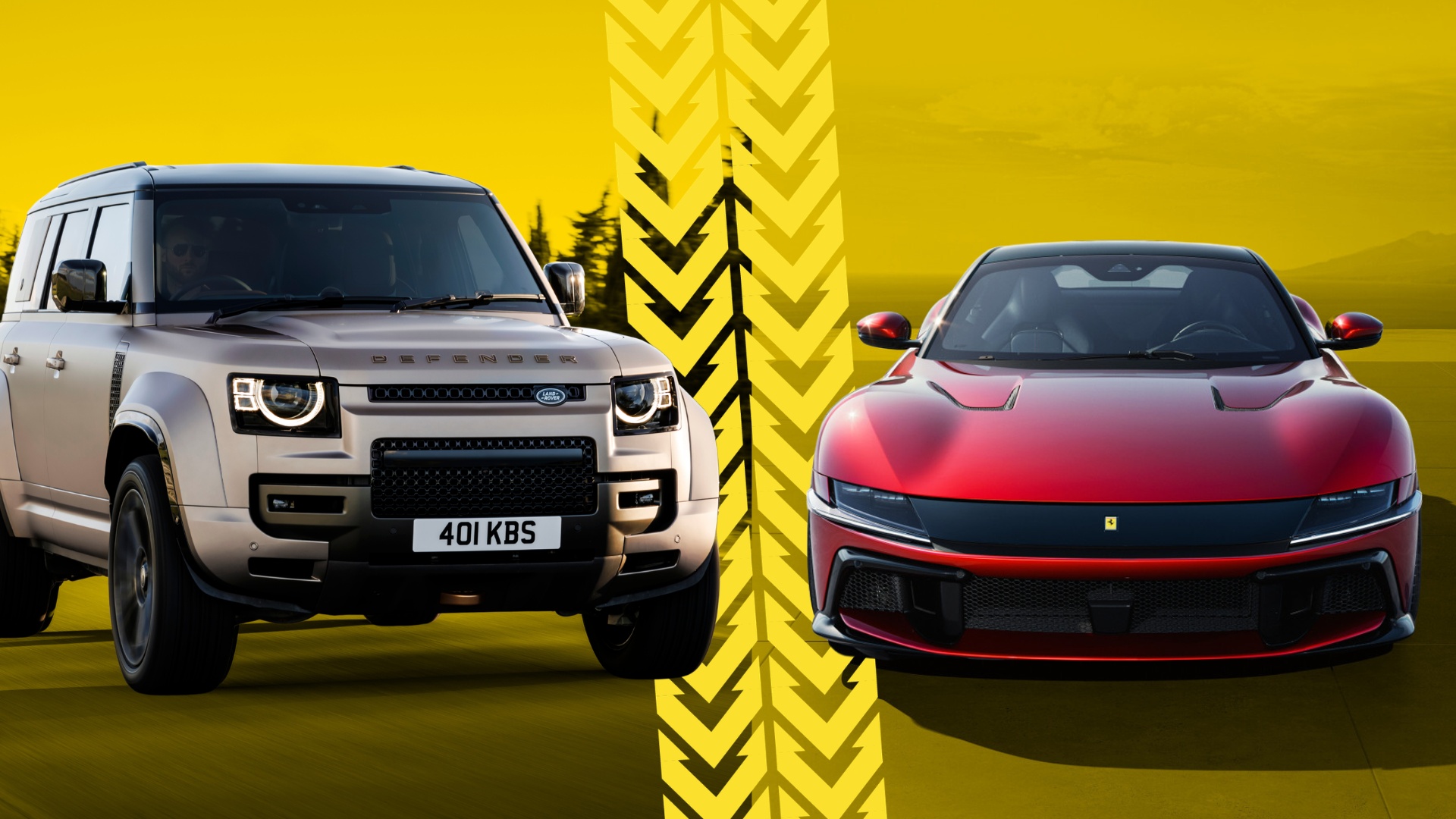 Land Rover Defender OCTA vs Ferrari 12Cilindri Spider off road beast vs ...