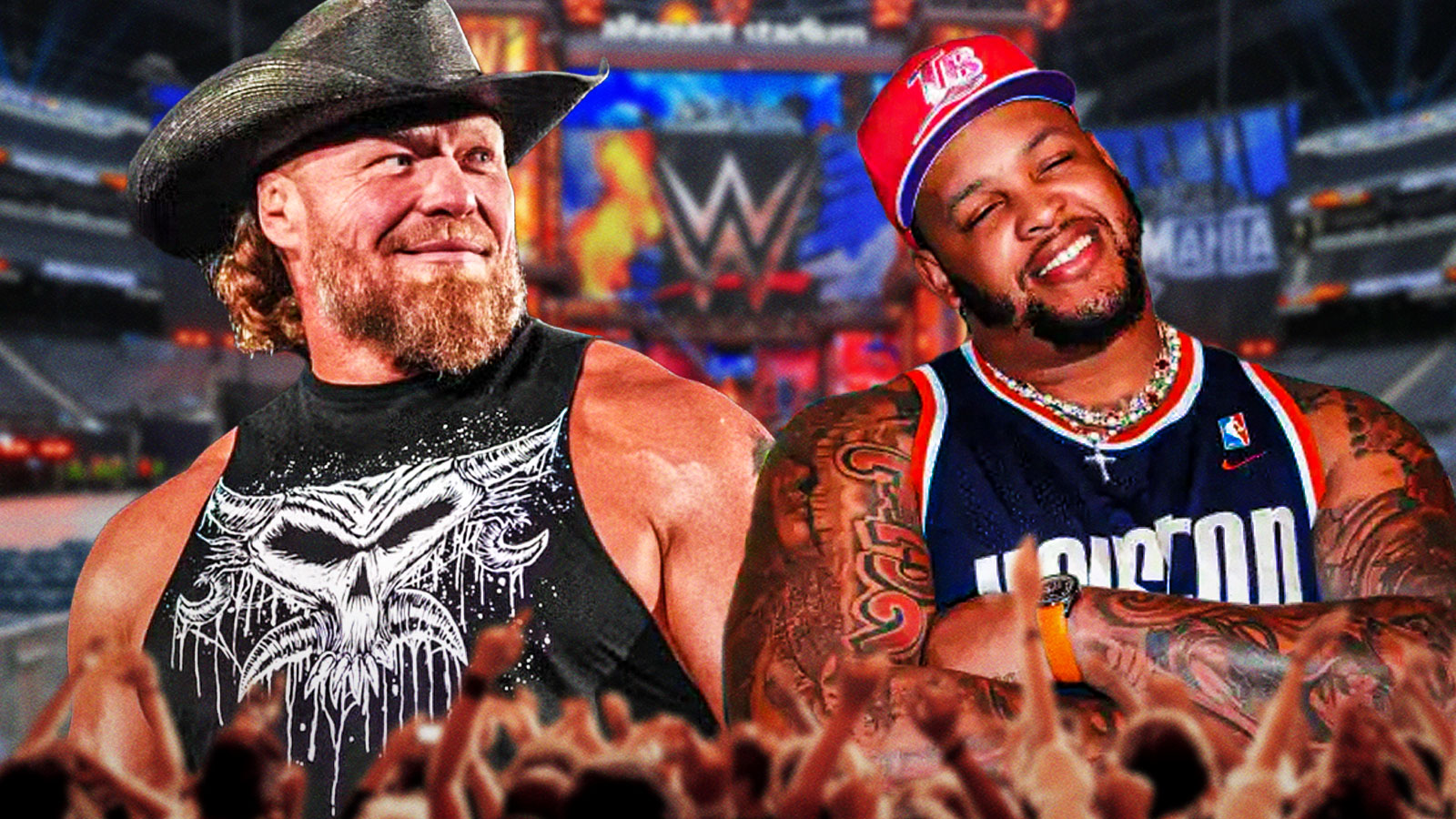 WWE’s Brock Lesnar all smiles for WrestleMania link-up with Bills’ Dion ...