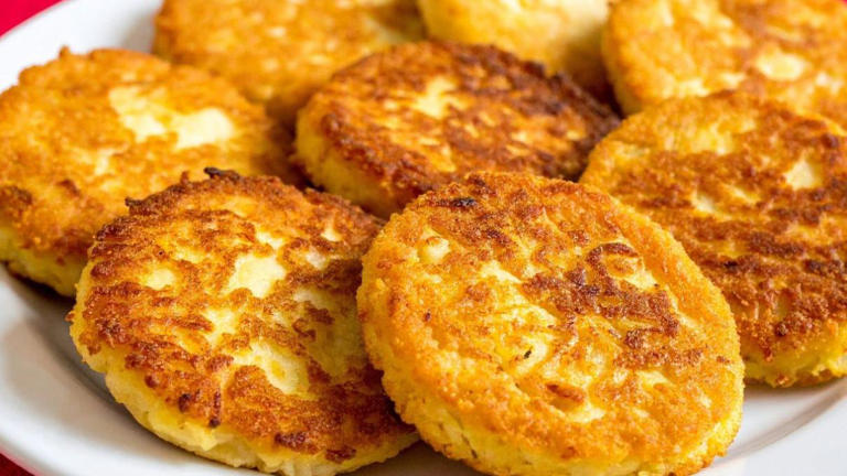 Sencillas tortitas de papa rallada con queso manchego, que no se desbaratan