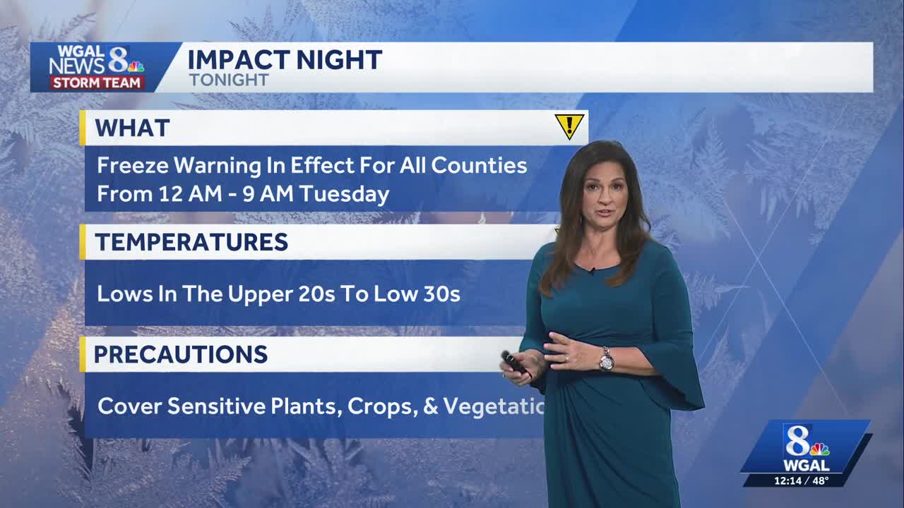 Chilly start to the week; freeze warning tonight in south-central ...
