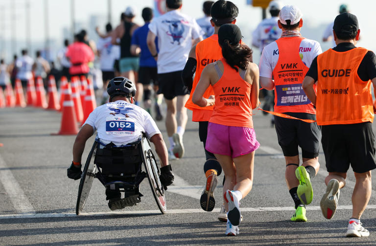 Disabled runners use frame runners, wheelchairs for inclusive society