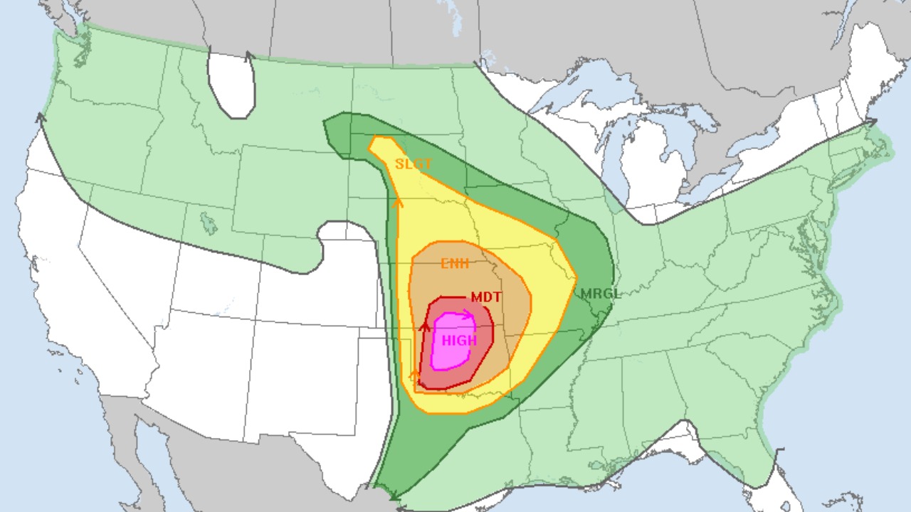 Severe storm risk returns to the Plains mid-to-late week