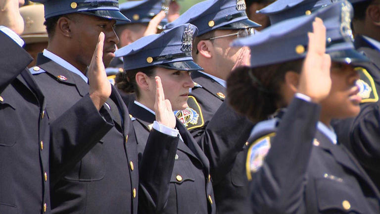 Baltimore County police officially pin newest class of recruits