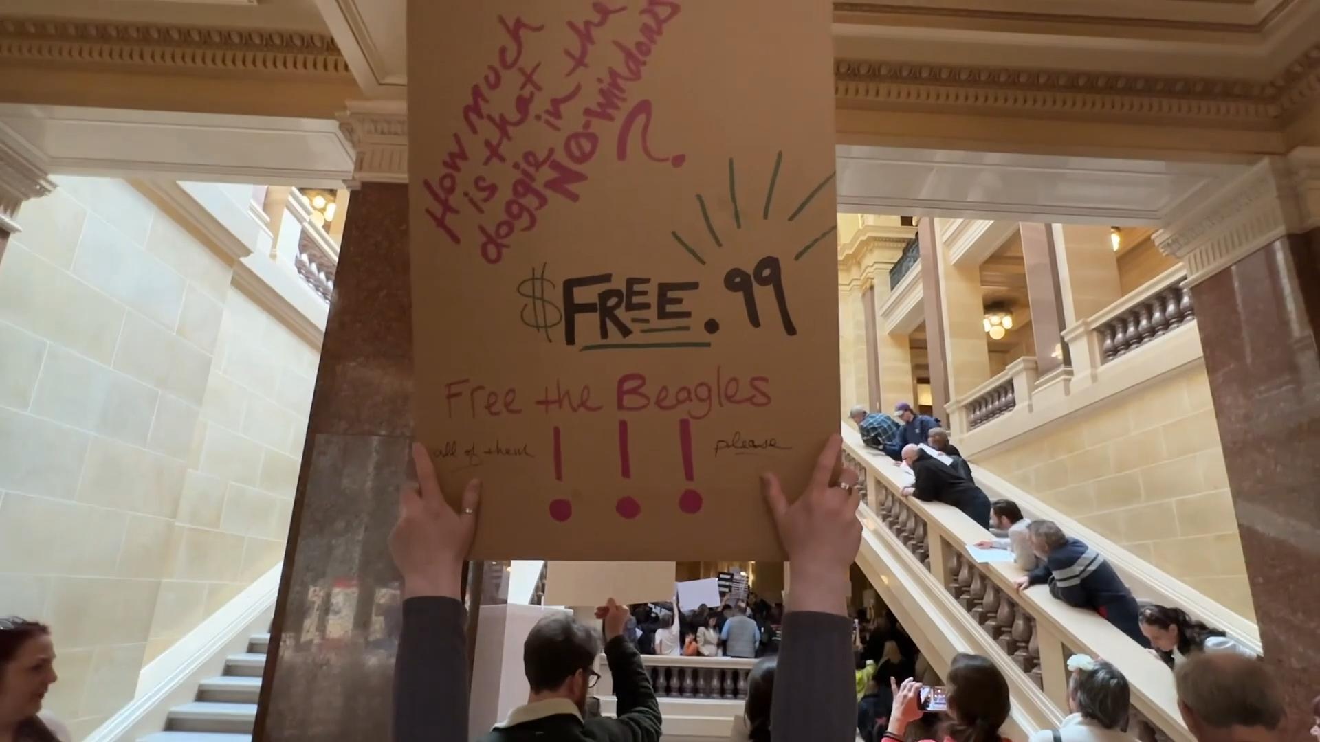 Animal rights protesters converge on Wisconsin governor's office ...