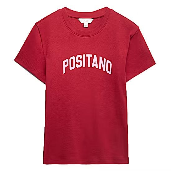 Marks & Spencer Pure Cotton Slogan Slim Fit T-Shirt