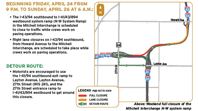 Mitchell Interchange weekend system ramp closure starts Friday night