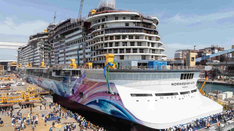 Norwegian Cruise Line’s biggest ship yet floats for first time