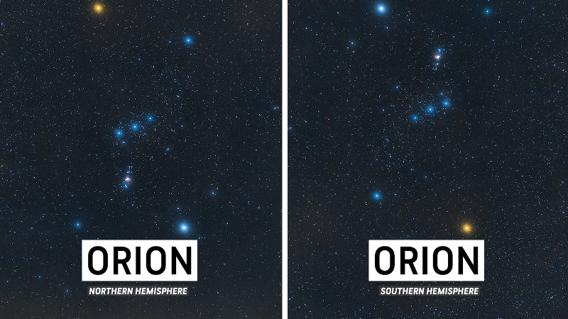Night sky differences between the hemispheres