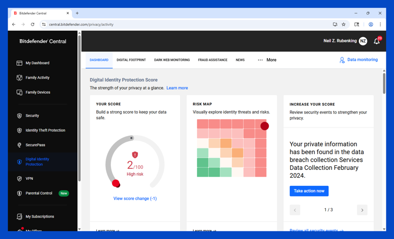 Bitdefender digital identity protection