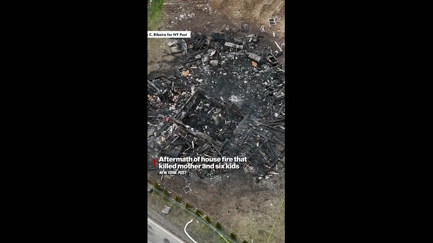 Aftermath of house fire that killed mother and six kids