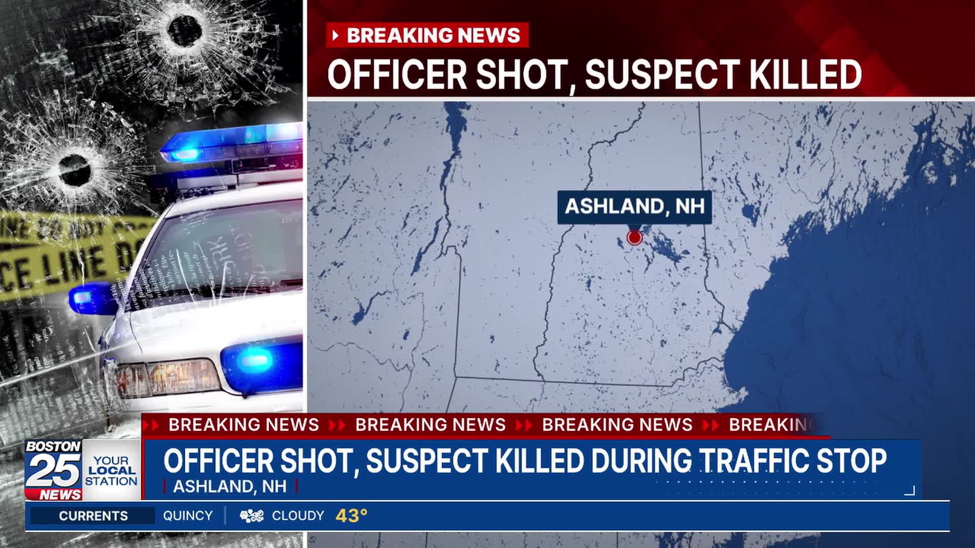 Officer shot, suspect killed during traffic stop in Ashland, NH