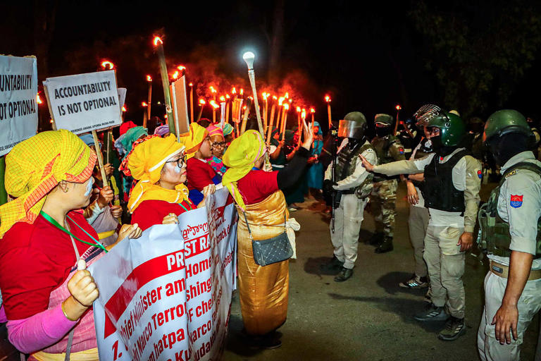 Clashes erupt during torch rally in Manipur amid protest over children ...