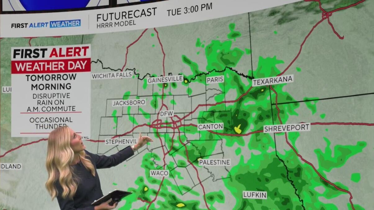 Heavy morning rain to soak North Texas, impact Tuesday commute