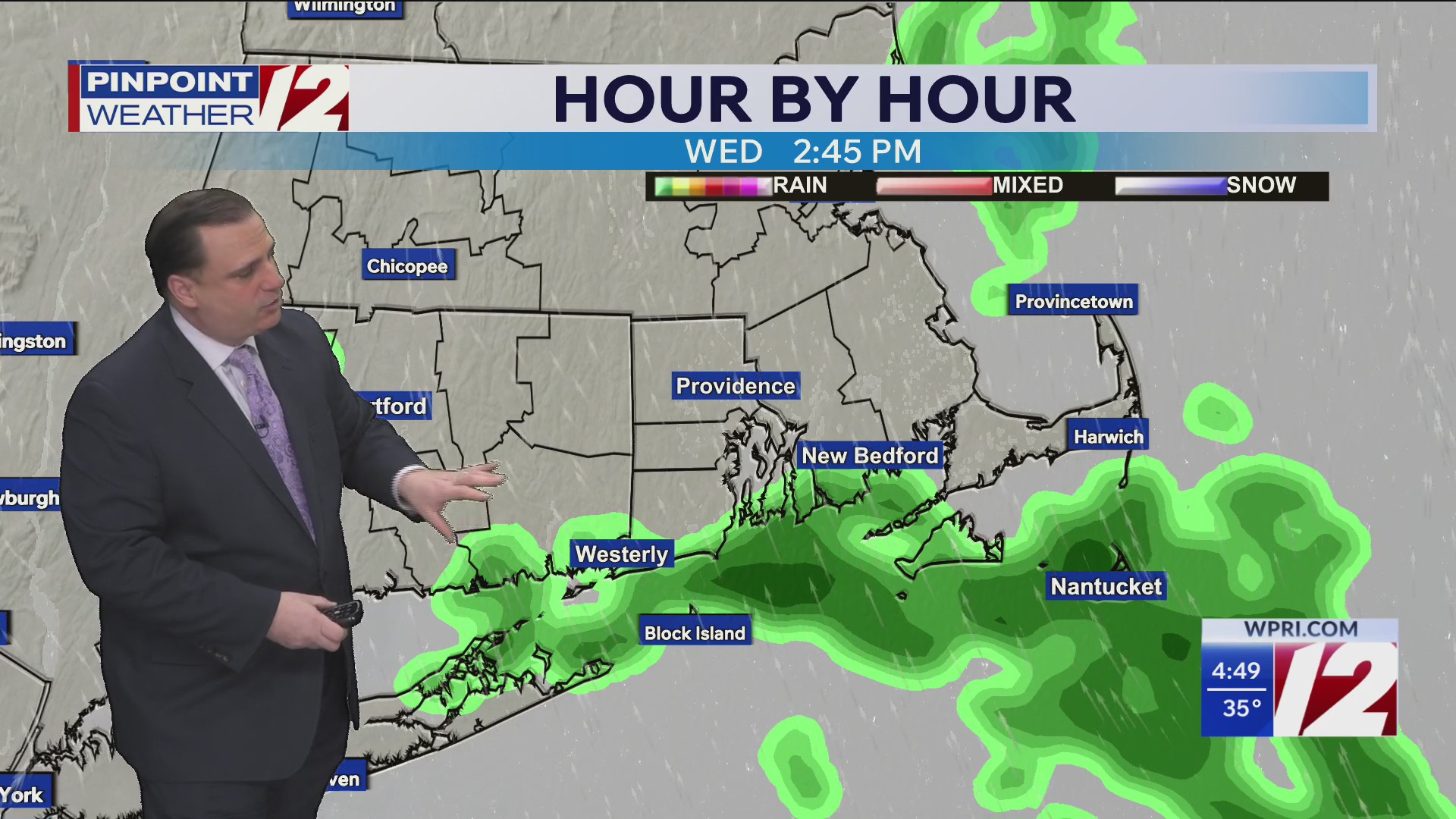 WPRI 12 weather forecast for 4/21/26: Dry and cool today; showers Wednesday