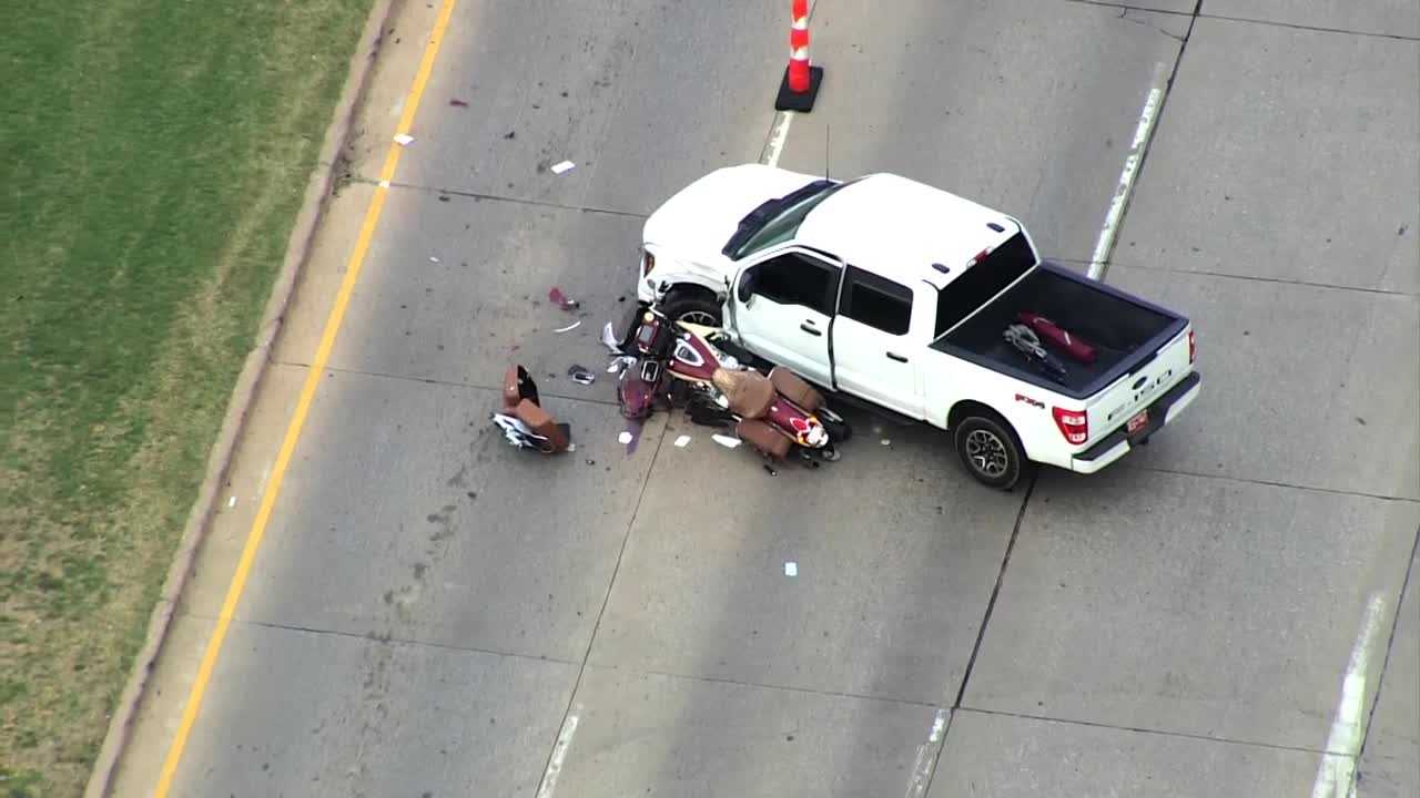 Motorcyclist injured after crash involving pickup truck in northwest OKC