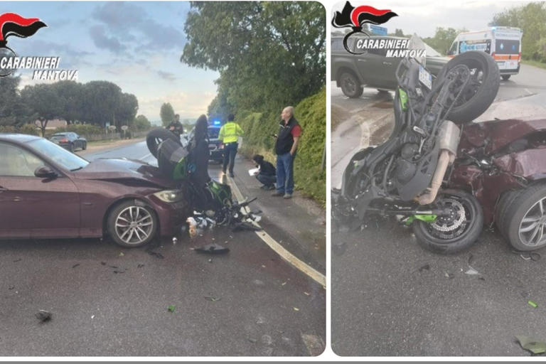 Incidente a Castiglione delle Stiviere, scontro tra un’auto e una moto ...