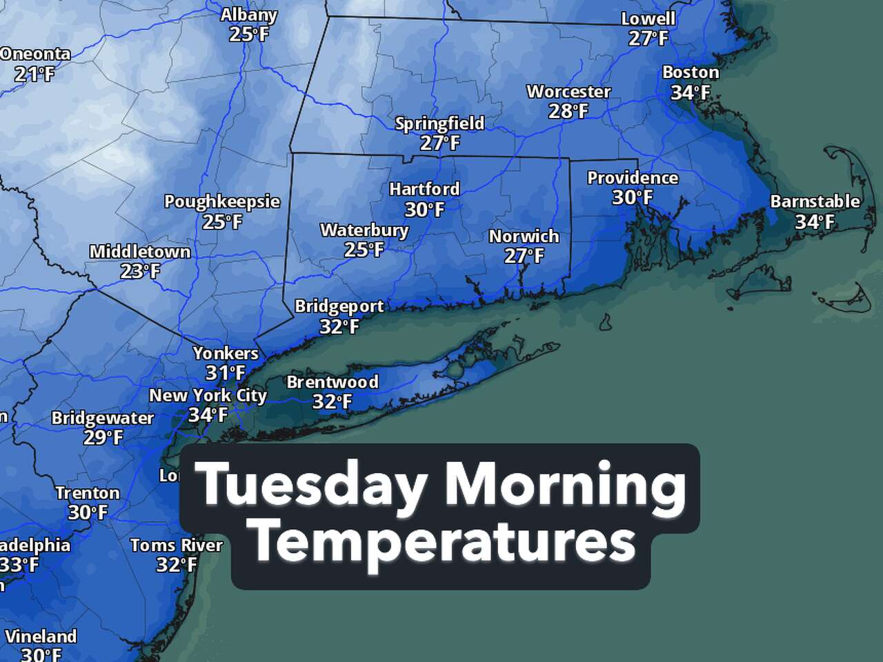 Sub-freezing temps and a chilly Tuesday morning in Connecticut. Here's ...