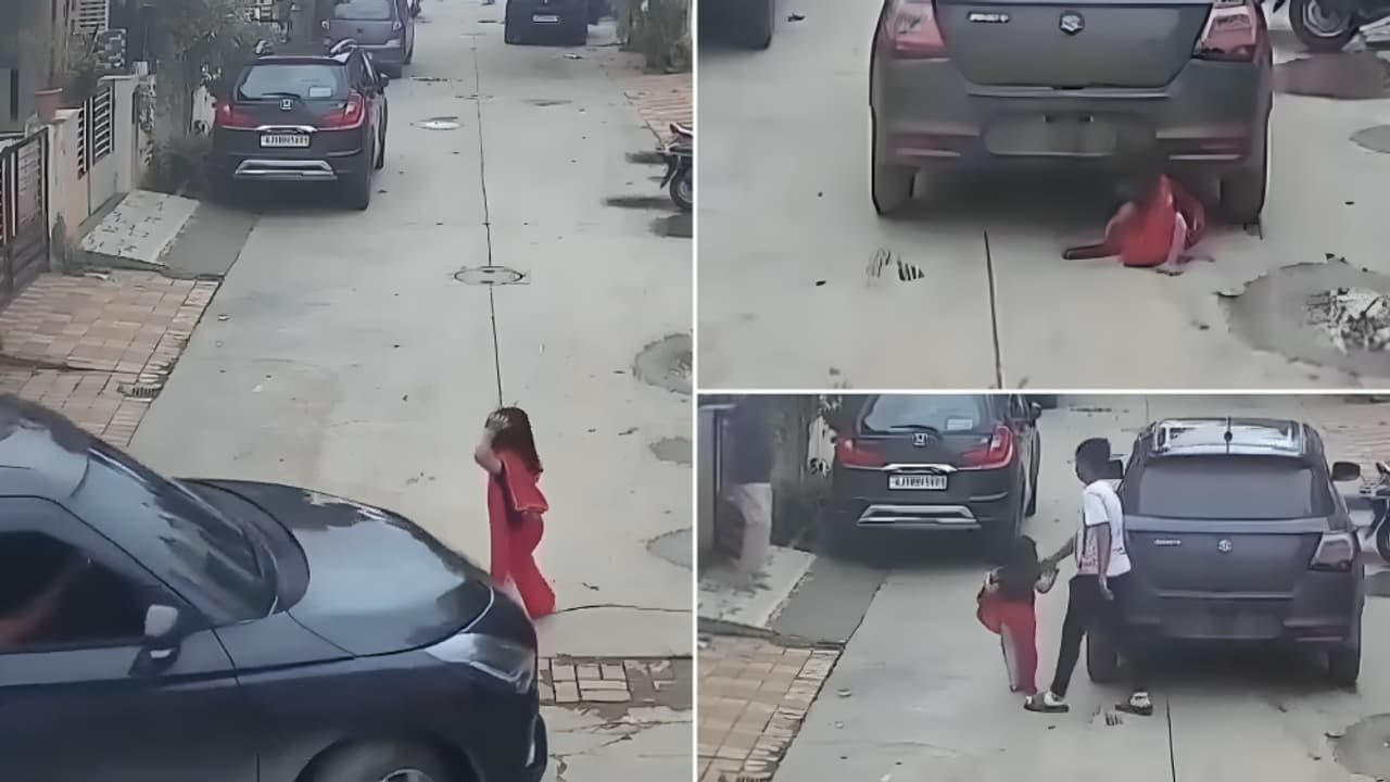 Miracle escape in Ahmedabad: Toddler survives after car runs over her ...