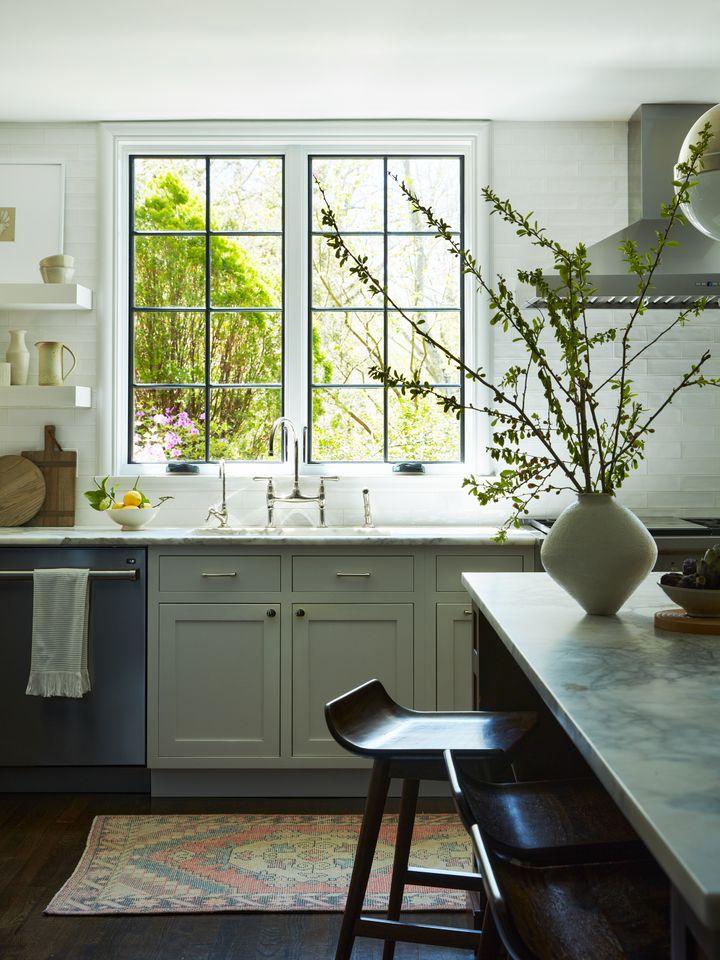 low profile bar stools in kitchen