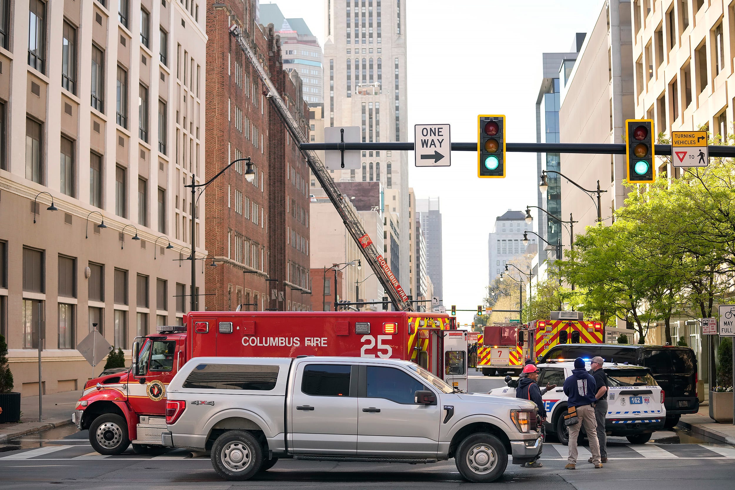 Four hospitalized after fire at construction site in downtown Columbus