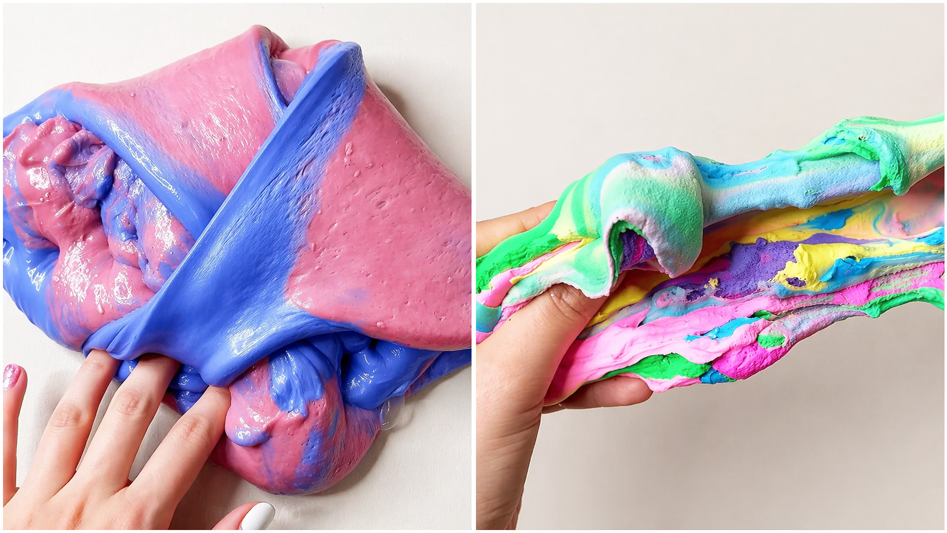Vibrant slime stretch and color blend satisfying