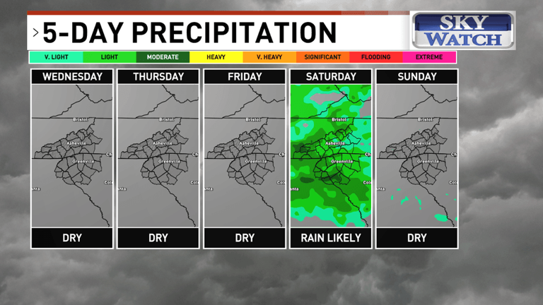 Light rainfall expected in western Carolinas this weekend amid ongoing ...