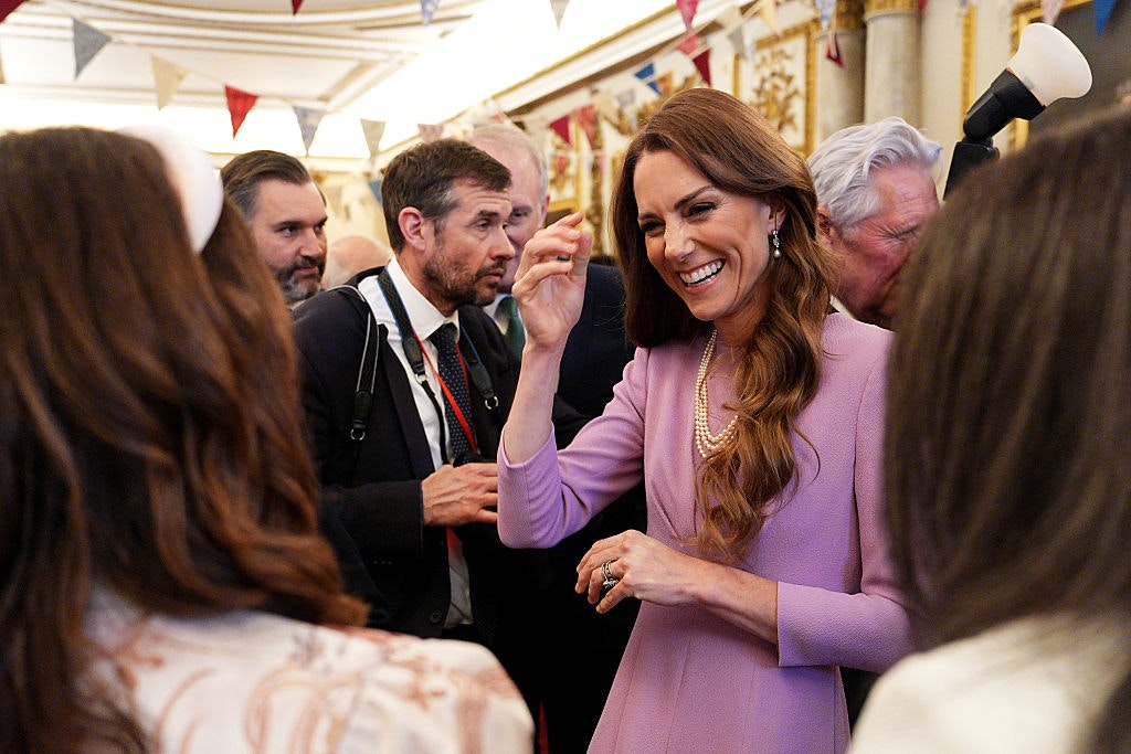 open lace back dress Kate Middleton Is Perfectly Polished in a Purple Suit main image 1