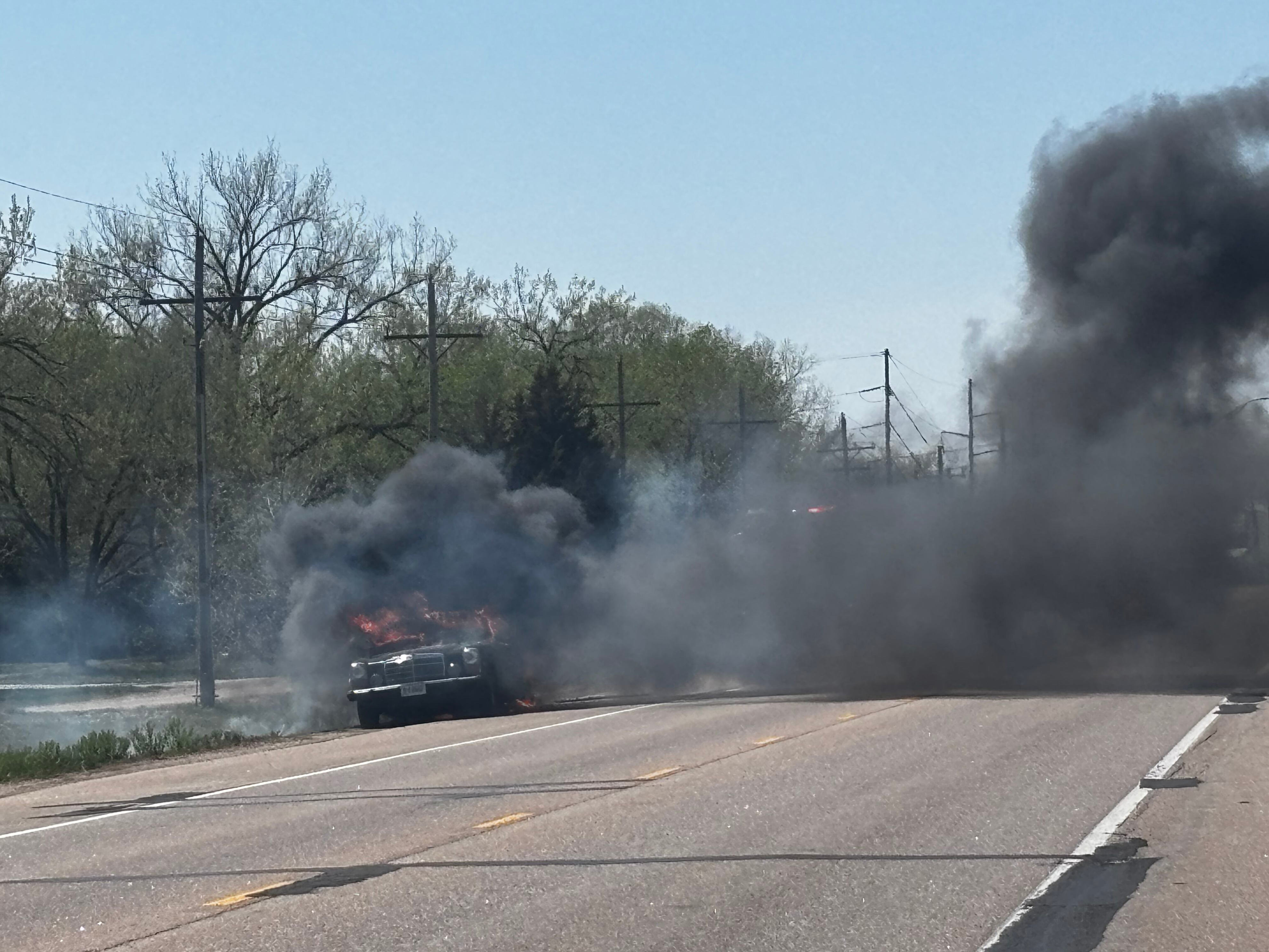 Vehicle fire along Highway 34 in Grand Island