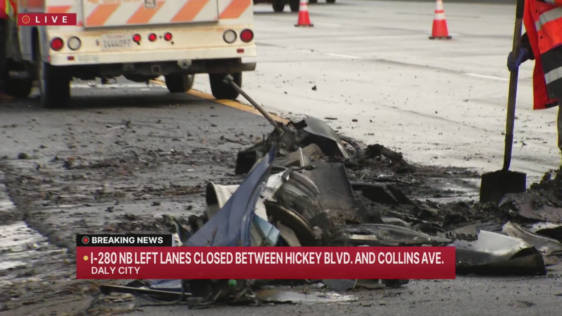 2 lanes of NB I-280 in Daly City reopen after fiery Tesla crash