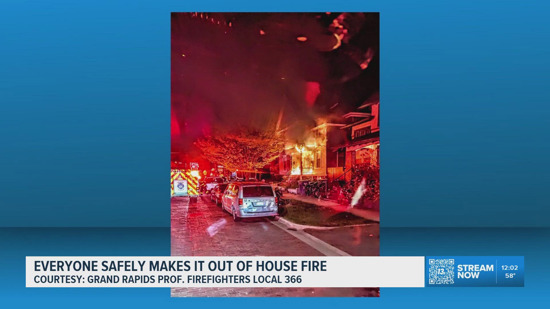 Everyone OK after house fire in Grand Rapids