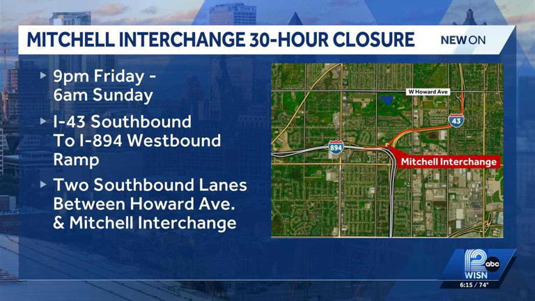 Part of Mitchell Interchange to close for 30 hours this weekend