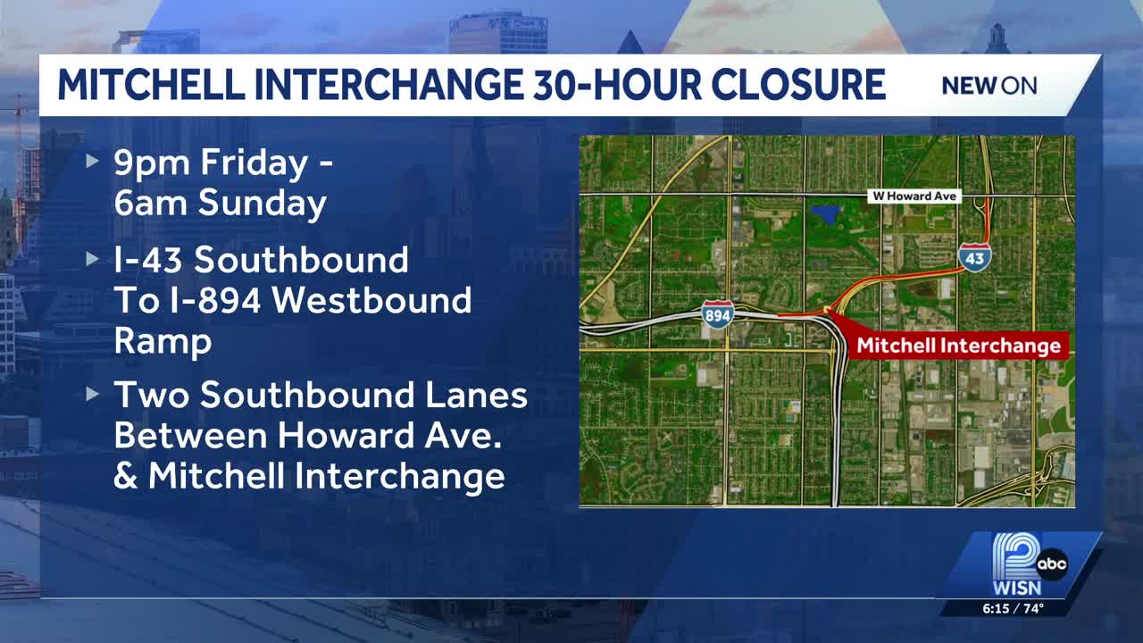 Part of Mitchell Interchange to close for 30 hours this weekend
