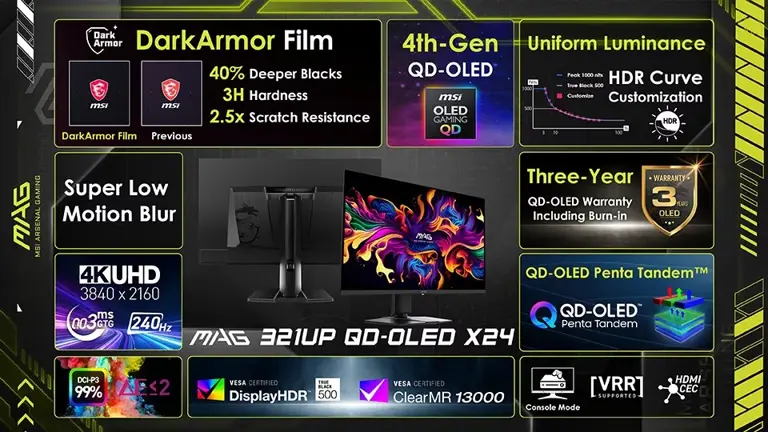 MSI announces MPG 322UR and MAG 321UP QD-OLED X24 31.5-inch gaming monitors